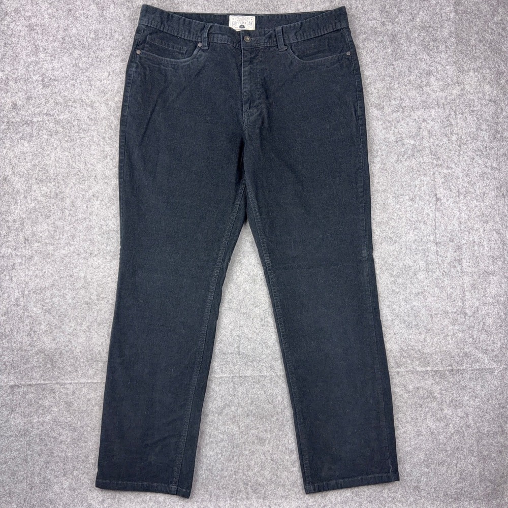 Copper & Oak Pants Mens 36x30 Black Corduroy Straight Leg Stretch Casual Work